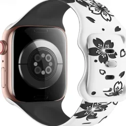 Flower Engraved Compatible with Apple Watch band 38mm 40mm 41mm 42mm 44mm 45mm 49mm Rugged Butterfly Buckle Silicone Strap Replacement Wristband for iwatch Ultra 2 Series 9 8 7 SE 6 5 4 3 2 1