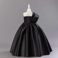 Flower Girl Dress Girls' Dress Party Dress Performance Wedding Party Elegant Daily Pleated Solid Color Sleeveless Crew Neck Black Red 3-13 Years