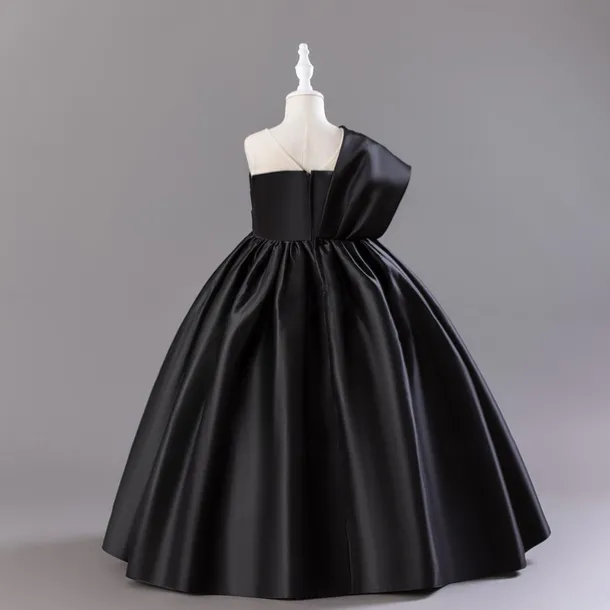 Flower Girl Dress Girls' Dress Party Dress Performance Wedding Party Elegant Daily Pleated Solid Color Sleeveless Crew Neck Black Red 3-13 Years