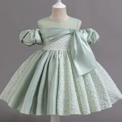 Flower Girl Dress Girls' Formal Dress Party Dress Wedding Special Occasion Adorable Sweet Ruched Zipper Solid Color Short Sleeve Crew Neck Light Green Pink 4-13 Years