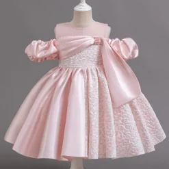 Flower Girl Dress Girls' Formal Dress Party Dress Wedding Special Occasion Adorable Sweet Ruched Zipper Solid Color Short Sleeve Crew Neck Light Green Pink 4-13 Years