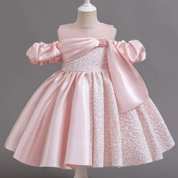 Flower Girl Dress Girls' Formal Dress Party Dress Wedding Special Occasion Adorable Sweet Ruched Zipper Solid Color Short Sleeve Crew Neck Light Green Pink 4-13 Years
