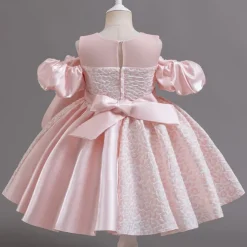 Flower Girl Dress Girls' Formal Dress Party Dress Wedding Special Occasion Adorable Sweet Ruched Zipper Solid Color Short Sleeve Crew Neck Light Green Pink 4-13 Years