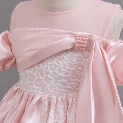 Flower Girl Dress Girls' Formal Dress Party Dress Wedding Special Occasion Adorable Sweet Ruched Zipper Solid Color Short Sleeve Crew Neck Light Green Pink 4-13 Years