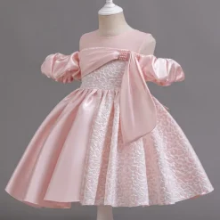 Flower Girl Dress Girls' Formal Dress Party Dress Wedding Special Occasion Adorable Sweet Ruched Zipper Solid Color Short Sleeve Crew Neck Light Green Pink 4-13 Years