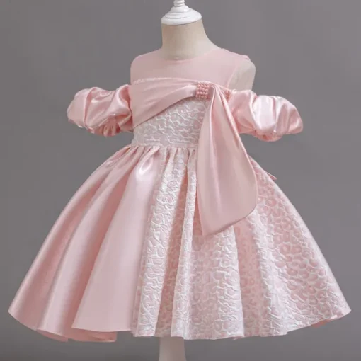 Flower Girl Dress Girls' Formal Dress Party Dress Wedding Special Occasion Adorable Sweet Ruched Zipper Solid Color Short Sleeve Crew Neck Light Green Pink 4-13 Years