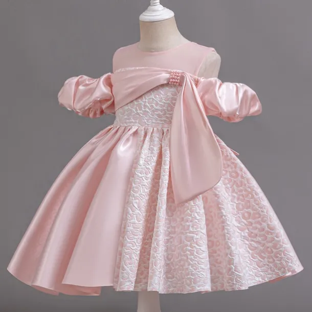 Flower Girl Dress Girls' Formal Dress Party Dress Wedding Special Occasion Adorable Sweet Ruched Zipper Solid Color Short Sleeve Crew Neck Light Green Pink 4-13 Years