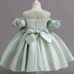 Flower Girl Dress Girls' Formal Dress Party Dress Wedding Special Occasion Adorable Sweet Ruched Zipper Solid Color Short Sleeve Crew Neck Light Green Pink 4-13 Years