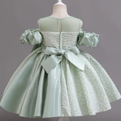 Flower Girl Dress Girls' Formal Dress Party Dress Wedding Special Occasion Adorable Sweet Ruched Zipper Solid Color Short Sleeve Crew Neck Light Green Pink 4-13 Years