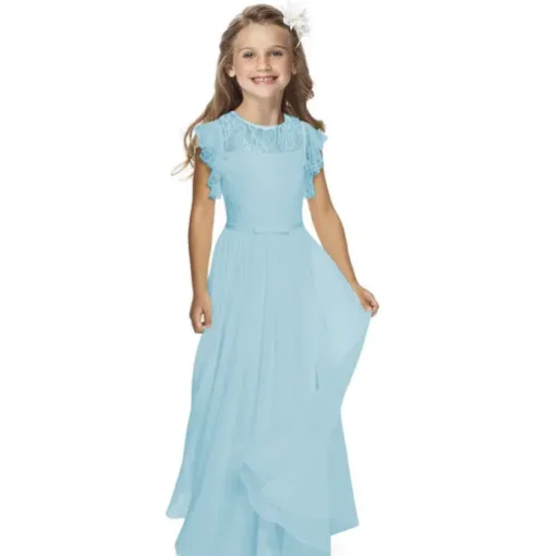 Flower Girl Dress Girls' Party Dress Performance Wedding Party Fashion Princess Solid Color Short Sleeve Crew Neck Black White