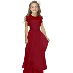 Flower Girl Dress Girls' Party Dress Performance Wedding Party Fashion Princess Solid Color Short Sleeve Crew Neck Black White
