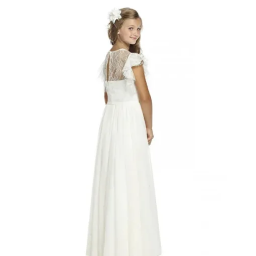 Flower Girl Dress Girls' Party Dress Performance Wedding Party Fashion Princess Solid Color Short Sleeve Crew Neck Black White