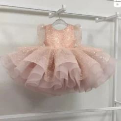 Flower Girl Dress Girls' Party Dress Performance Wedding Party Princess Sweet Mesh Solid Color Long Sleeve Off Shoulder Pink Sky Blue 2-12 Years