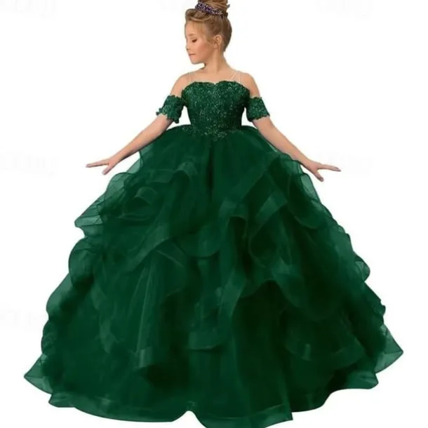 Flower Girl Dress Kid's Girls' Princess Dress Performance Wedding Party Elegant Beautiful Mesh Solid Color Sleeveless Off Shoulder Light Pink Wine Red 4 years+