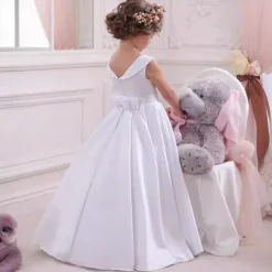 Flower Girl Dress Kid's Girls' Lace Dress Formal Dress Princess Dress First Communion Dress Performance Wedding Party Elegant Beautiful Lace Solid Color Sleeveless Crew Neck White 4 years+