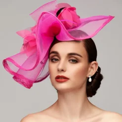 Flowers Feather Net Kentucky Derby Hat Fascinators Headpiece with Feather Floral 1PC Horse Race Ladies Day Melbourne Cup Headpiece dress to impress Race Day Dress 2025