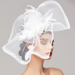 Flowers Feather Net Kentucky Derby Hat Fascinators Headpiece with Feather Floral 1PC Horse Race Ladies Day Melbourne Cup Headpiece dress to impress Race Day Dress 2025