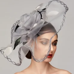 Flowers Feather Net Kentucky Derby Hat Fascinators Headpiece with Feather Floral 1PC Horse Race Ladies Day Melbourne Cup Headpiece dress to impress Race Day Dress 2025