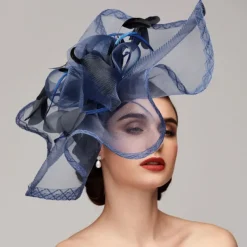 Flowers Feather Net Kentucky Derby Hat Fascinators Headpiece with Feather Floral 1PC Horse Race Ladies Day Melbourne Cup Headpiece dress to impress Race Day Dress 2025