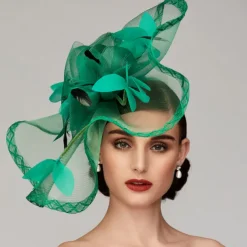 Flowers Feather Net Kentucky Derby Hat Fascinators Headpiece with Feather Floral 1PC Horse Race Ladies Day Melbourne Cup Headpiece dress to impress Race Day Dress 2025