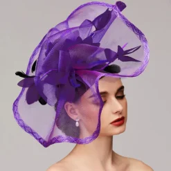 Flowers Feather Net Kentucky Derby Hat Fascinators Headpiece with Feather Floral 1PC Horse Race Ladies Day Melbourne Cup Headpiece dress to impress Race Day Dress 2025