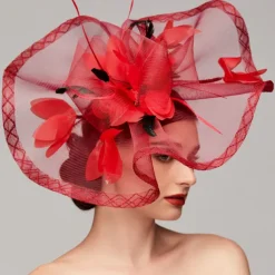 Flowers Feather Net Kentucky Derby Hat Fascinators Headpiece with Feather Floral 1PC Horse Race Ladies Day Melbourne Cup Headpiece dress to impress Race Day Dress 2025