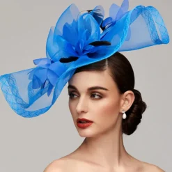 Flowers Feather Net Kentucky Derby Hat Fascinators Headpiece with Feather Floral 1PC Horse Race Ladies Day Melbourne Cup Headpiece dress to impress Race Day Dress 2025