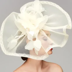 Flowers Feather Net Kentucky Derby Hat Fascinators Headpiece with Feather Floral 1PC Horse Race Ladies Day Melbourne Cup Headpiece dress to impress Race Day Dress 2025