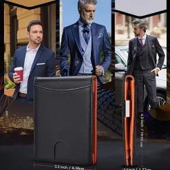 Fold RFID Blocking WalletMens Slim Wallet With Money Clip RFID Blocking Bifold Minimalist Credit Card Holder For Men