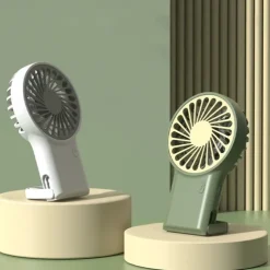 Foldable Cartoon Mini Fan – USB Rechargeable Handheld Fan with Hiking Buckle, Ideal for Kids or Travel