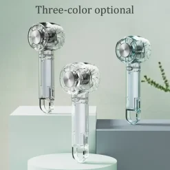 Foldable Desktop & Handheld Transparent Fan – 3-Speed Turbo Cooling, Quiet Operation, Retractable Hook, Portable Clear Design for Outdoor & Indoor Use