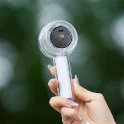 Foldable Desktop & Handheld Portable Cooling Fan Crystal Clear Transparent Mini Fan 100-Speed LED Digital Display