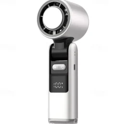 Foldable Dual-Use Desktop and Handheld Fan with Digital Display, 100-Speed Adjustment, Ice Refrigeration, and 4000mAh Long Battery Life