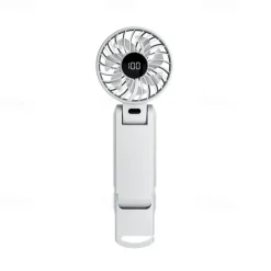 Foldable Handheld & Desktop Fan – 100-Speed Digital Display, 180° Adjustable, USB-C Rechargeable