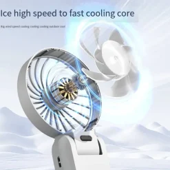 Foldable Handheld & Desktop Fan – 100-Speed Digital Display, 180° Adjustable, USB-C Rechargeable