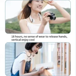 Foldable Hanging Neck Fan – Bladeless USB Rechargeable Mute Air Cooling Fan for Sport and Travel