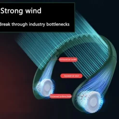 Foldable Hanging Neck Fan – Bladeless USB Rechargeable Mute Air Cooling Fan for Sport and Travel