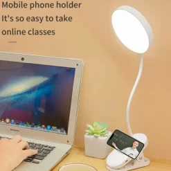 Foldable LED Desk Lamp, USB Rechargeable, 3 Modes Touch Dimming Clip-on Reading Light for Eye Protection