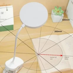 Foldable LED Desk Lamp, USB Rechargeable, 3 Modes Touch Dimming Clip-on Reading Light for Eye Protection