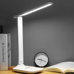 Foldable led small desk lamp with usb charging eye protection smart for learning bedroom and students