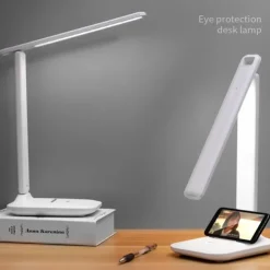 Foldable led small desk lamp with usb charging eye protection smart for learning bedroom and students