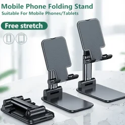 Foldable Mobile Phone Holder Stand Retractable Adjustable Phone Holder Cradle for iPhone 13 12 11 Pro Max X iPad and All Smartphones Adjustable Metal Desk Desktop Tablet Universal Cell Phone Holder