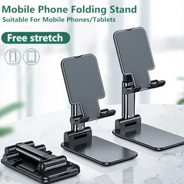 Foldable Mobile Phone Holder Stand Retractable Adjustable Phone Holder Cradle for iPhone 13 12 11 Pro Max X iPad and All Smartphones Adjustable Metal Desk Desktop Tablet Universal Cell Phone Holder