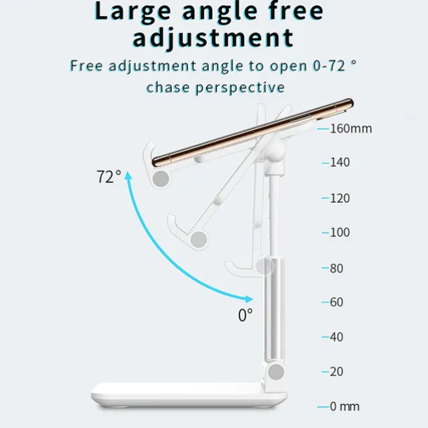 Foldable Mobile Phone Holder Stand Retractable Adjustable Phone Holder Cradle for iPhone 13 12 11 Pro Max X iPad and All Smartphones Adjustable Metal Desk Desktop Tablet Universal Cell Phone Holder