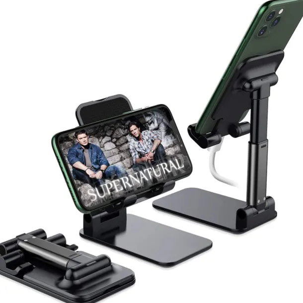 Foldable Mobile Phone Holder Stand Retractable Adjustable Phone Holder Cradle for iPhone 13 12 11 Pro Max X iPad and All Smartphones Adjustable Metal Desk Desktop Tablet Universal Cell Phone Holder