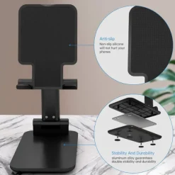 Foldable Mobile Phone Holder Stand Retractable Adjustable Phone Holder Cradle for iPhone 13 12 11 Pro Max X iPad and All Smartphones Adjustable Metal Desk Desktop Tablet Universal Cell Phone Holder