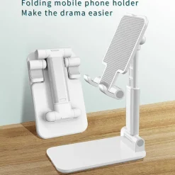 Foldable Mobile Phone Holder Stand Retractable Adjustable Phone Holder Cradle for iPhone 13 12 11 Pro Max X iPad and All Smartphones Adjustable Metal Desk Desktop Tablet Universal Cell Phone Holder