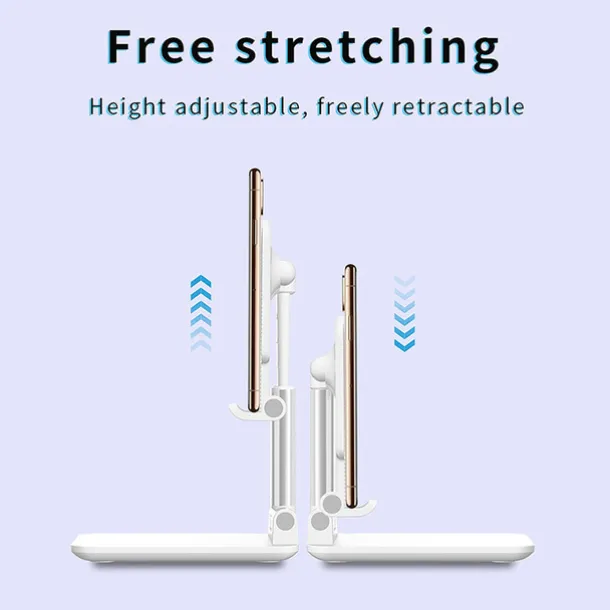 Foldable Mobile Phone Holder Stand Retractable Adjustable Phone Holder Cradle for iPhone 13 12 11 Pro Max X iPad and All Smartphones Adjustable Metal Desk Desktop Tablet Universal Cell Phone Holder