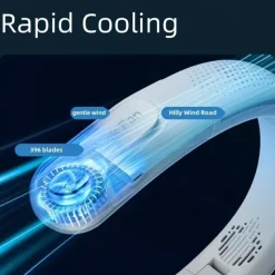 Foldable Neck Fan with 4000mAh Battery – USB Rechargeable Bladeless Cooling Fan with Quiet Operation for Outdoor Use