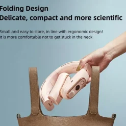 Foldable Neck Fan with 4000mAh Battery – USB Rechargeable Bladeless Cooling Fan with Quiet Operation for Outdoor Use